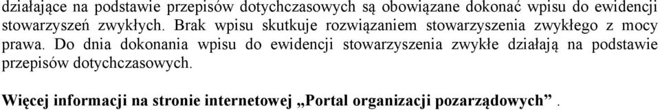 Brak wpisu skutkuje rozwiązaniem stowarzyszenia zwykłego z mocy prawa.