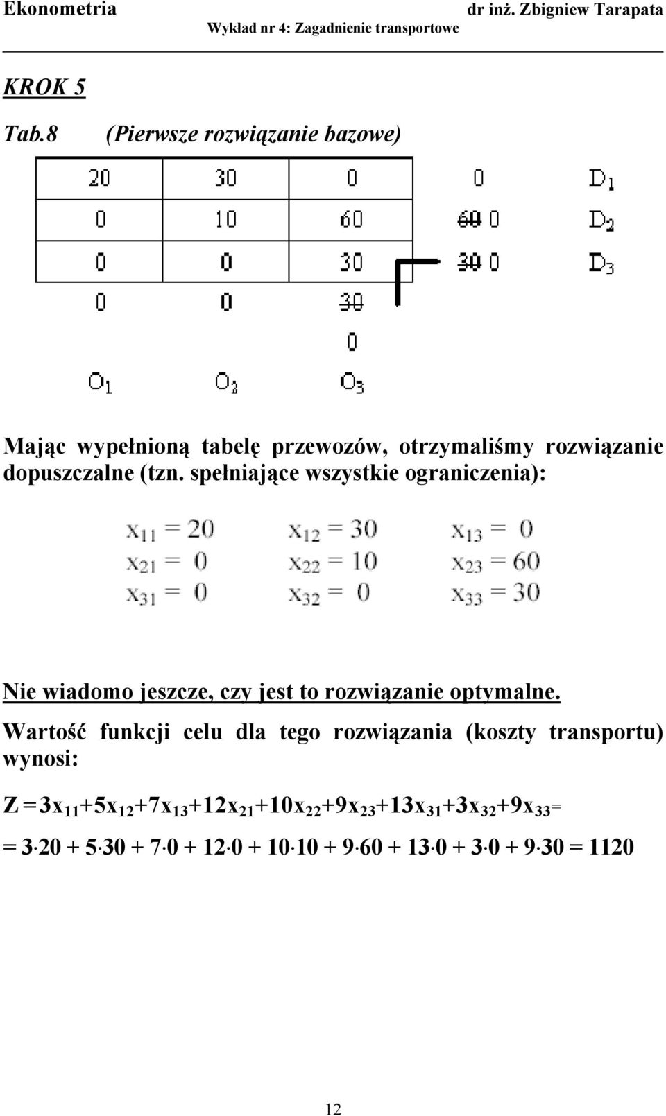 (tzn. spełniające wszystkie ograniczenia): Nie wiadomo jeszcze, czy jest to rozwiązanie optymalne.