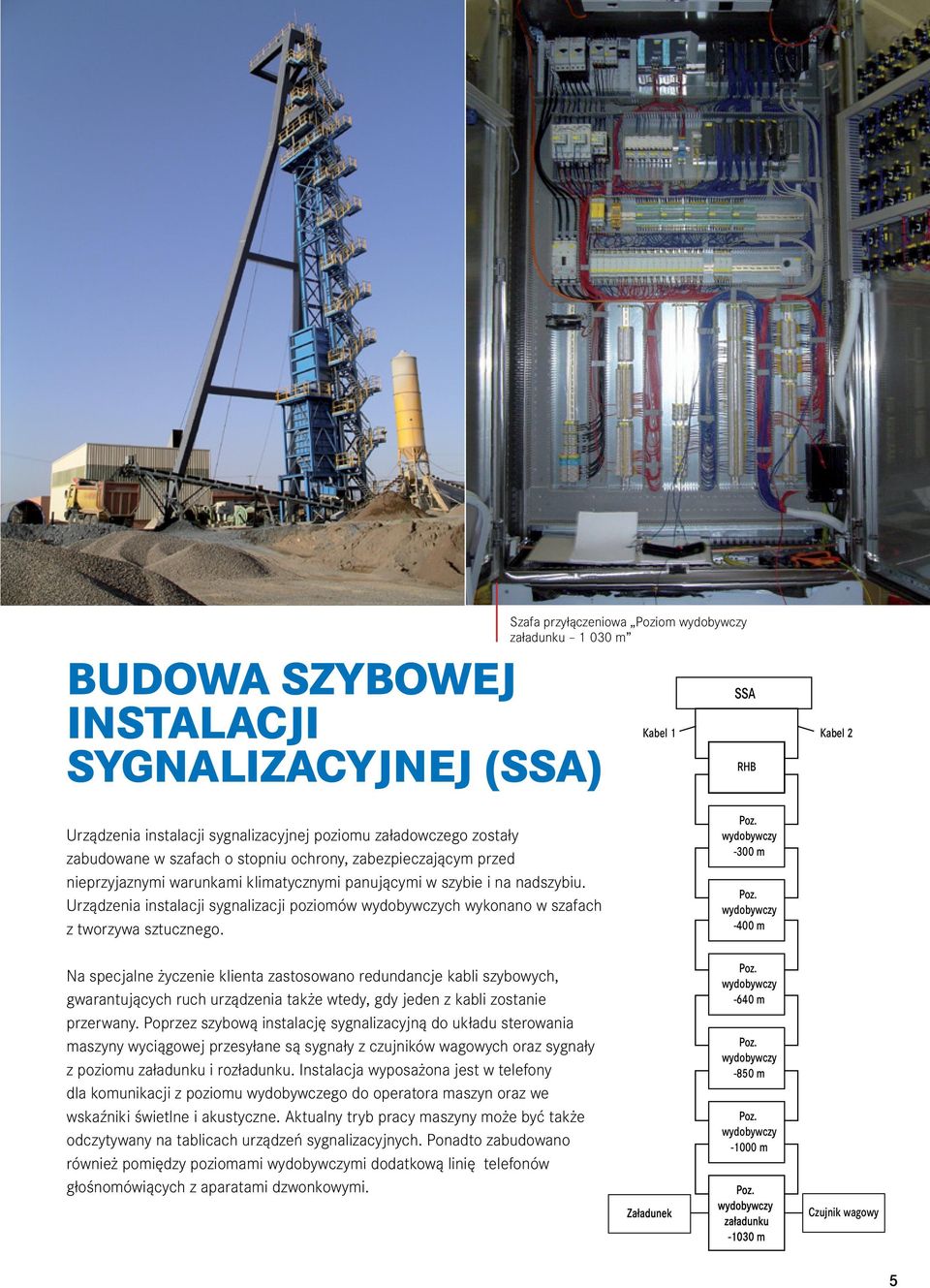 Urządzenia instalacji sygnalizacji poziomów ch wykonano w szafach z tworzywa sztucznego.