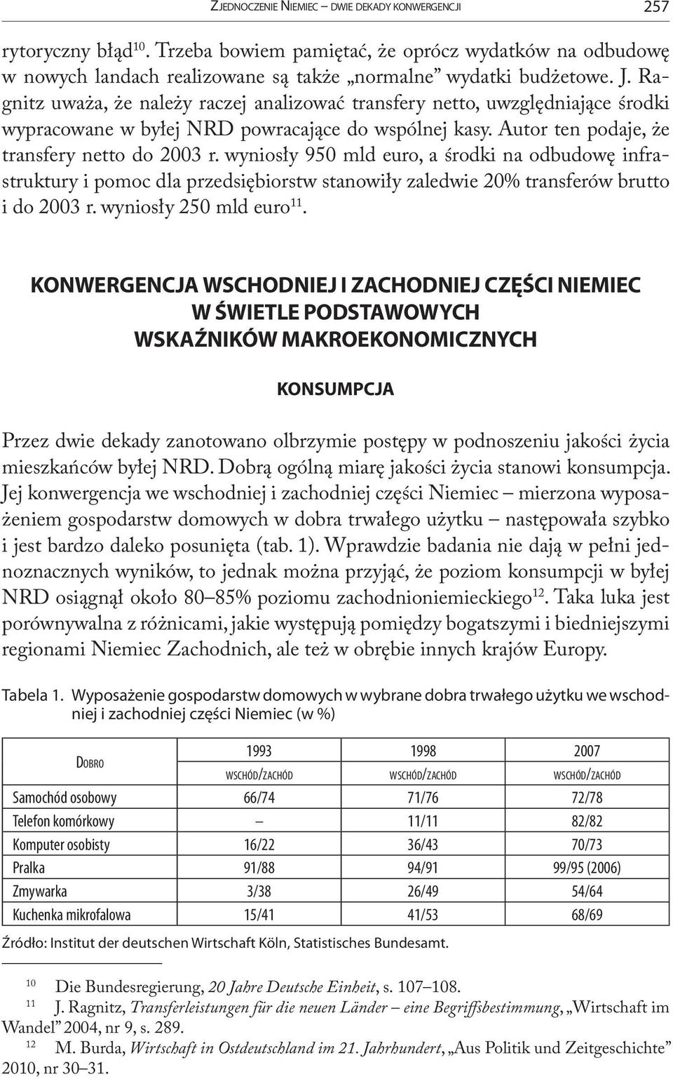 wyniosły 950 mld euro, a środki na odbudowę infrastruktury i pomoc dla przedsiębiorstw stanowiły zaledwie 20% transferów brutto i do 2003 r. wyniosły 250 mld euro 11.