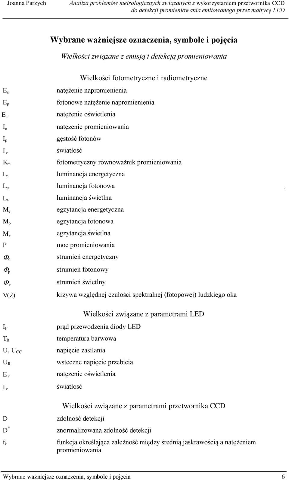 luminancja fotonowa luminancja świetlna egzytancja energetyczna egzytancja fotonowa egzytancja świetlna moc promieniowania strumień energetyczny strumień fotonowy strumień świetlny krzywa względnej