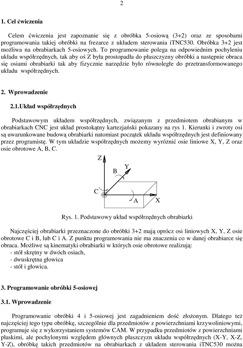 To programowanie polega na odpowiednim pochyleniu układu współrzędnych, tak aby oś Z była prostopadła do płaszczyzny obróbki a następnie obraca się osiami obrabiarki tak aby fizycznie narzędzie było