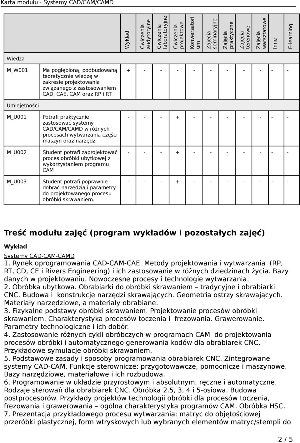 oraz narzędzi Student potrafi zaprojektować proces obróbki ubytkowej z wykorzystaniem programu CAM Student potrafi poprawnie dobrać narzędzia i parametry do projektowanego procesu obróbki skrawaniem.