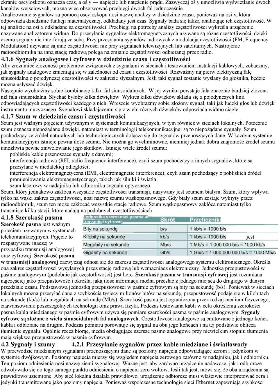 Sygnały bada się także, analizując ich częstotliwość. W tej analizie na osi x odkładane są częstotliwości. Przebiegi na potrzeby analizy częstotliwości wykreśla urządzenie nazywane analizatorem widma.