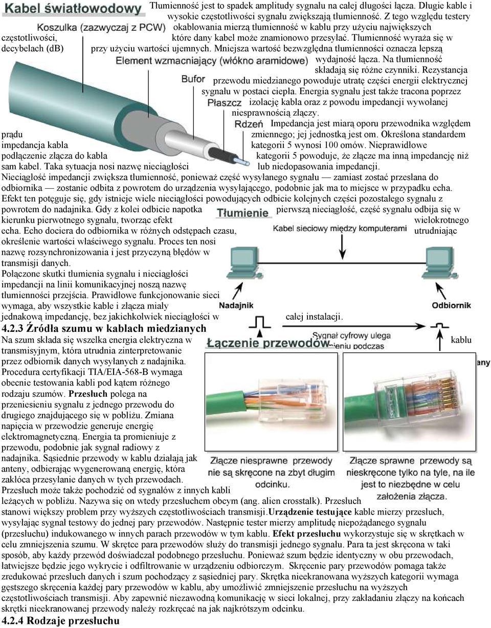 Mniejsza wartość bezwzględna tłumienności oznacza lepszą wydajność łącza. Na tłumienność składają się różne czynniki.