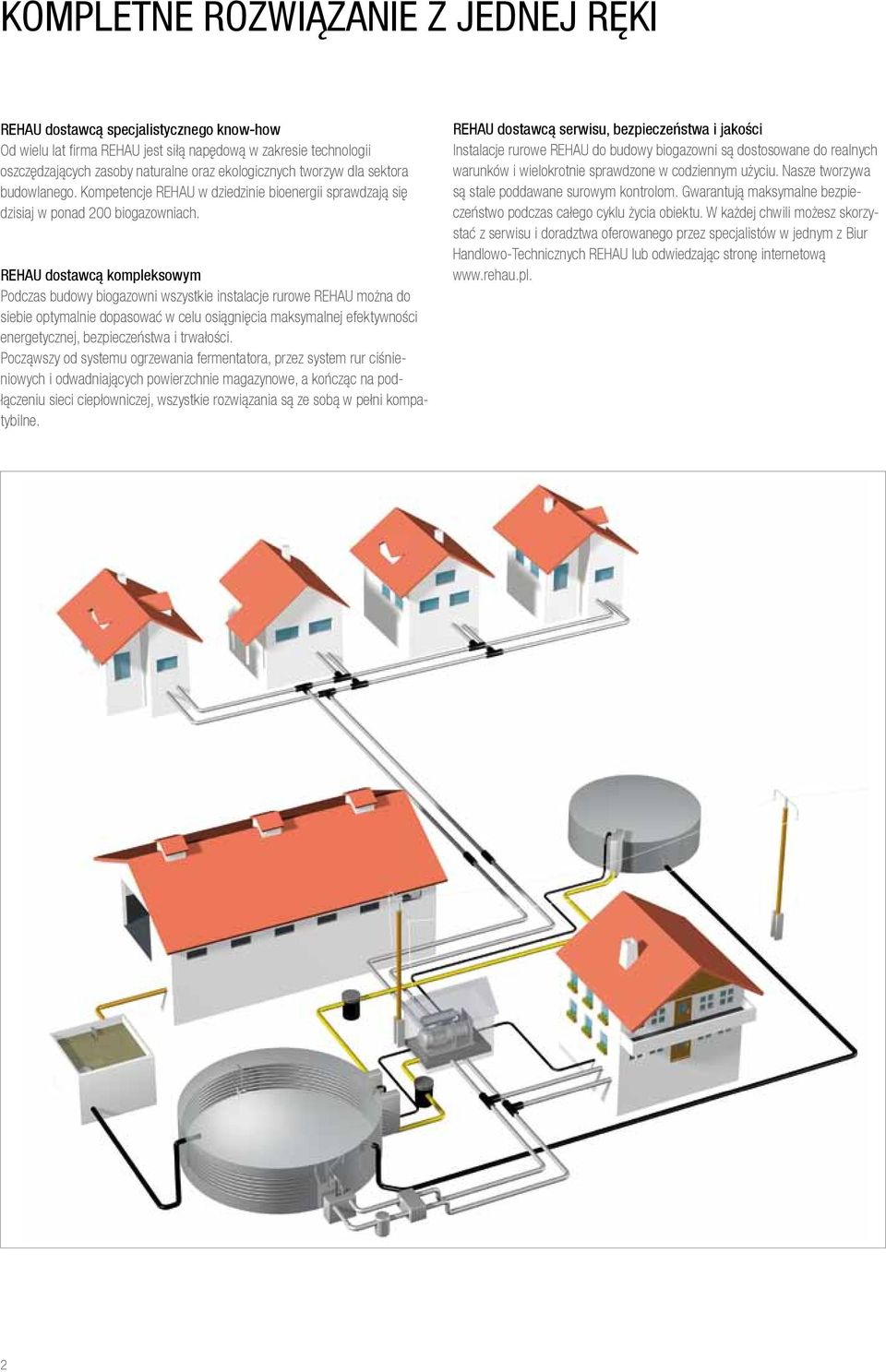 REHAU dostawcą kompleksowym Podczas budowy biogazowni wszystkie instalacje rurowe REHAU można do siebie optymalnie dopasować w celu osiągnięcia maksymalnej efektywności energetycznej, bezpieczeństwa