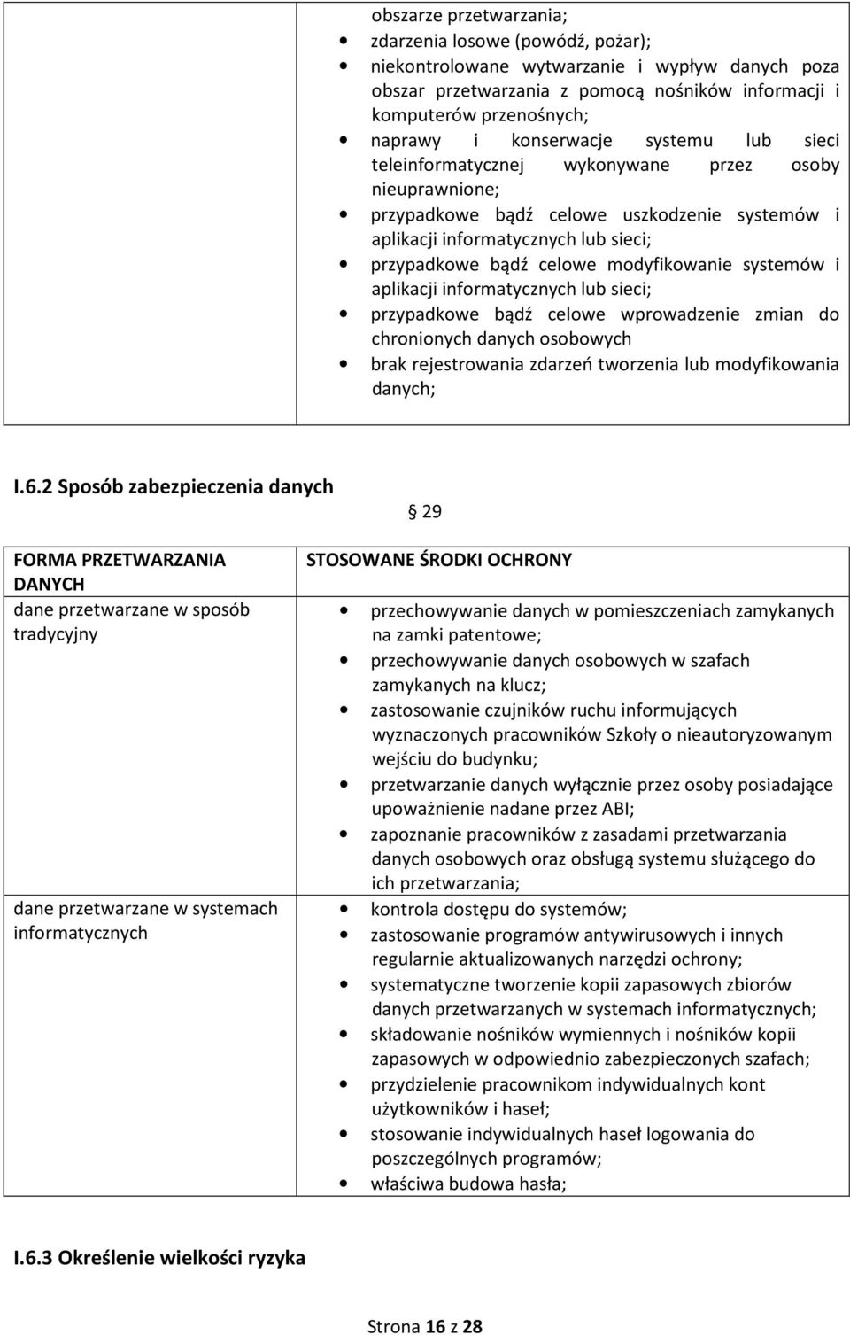 modyfikowanie systemów i aplikacji informatycznych lub sieci; przypadkowe bądź celowe wprowadzenie zmian do chronionych danych osobowych brak rejestrowania zdarzeń tworzenia lub modyfikowania danych;