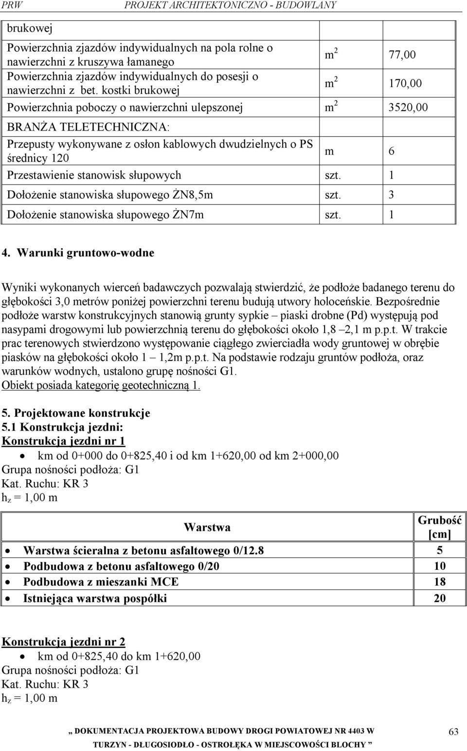 stanowisk słupowych szt. 1 Dołożenie stanowiska słupowego ŻN8,5m szt. 3 Dołożenie stanowiska słupowego ŻN7m szt. 1 4.