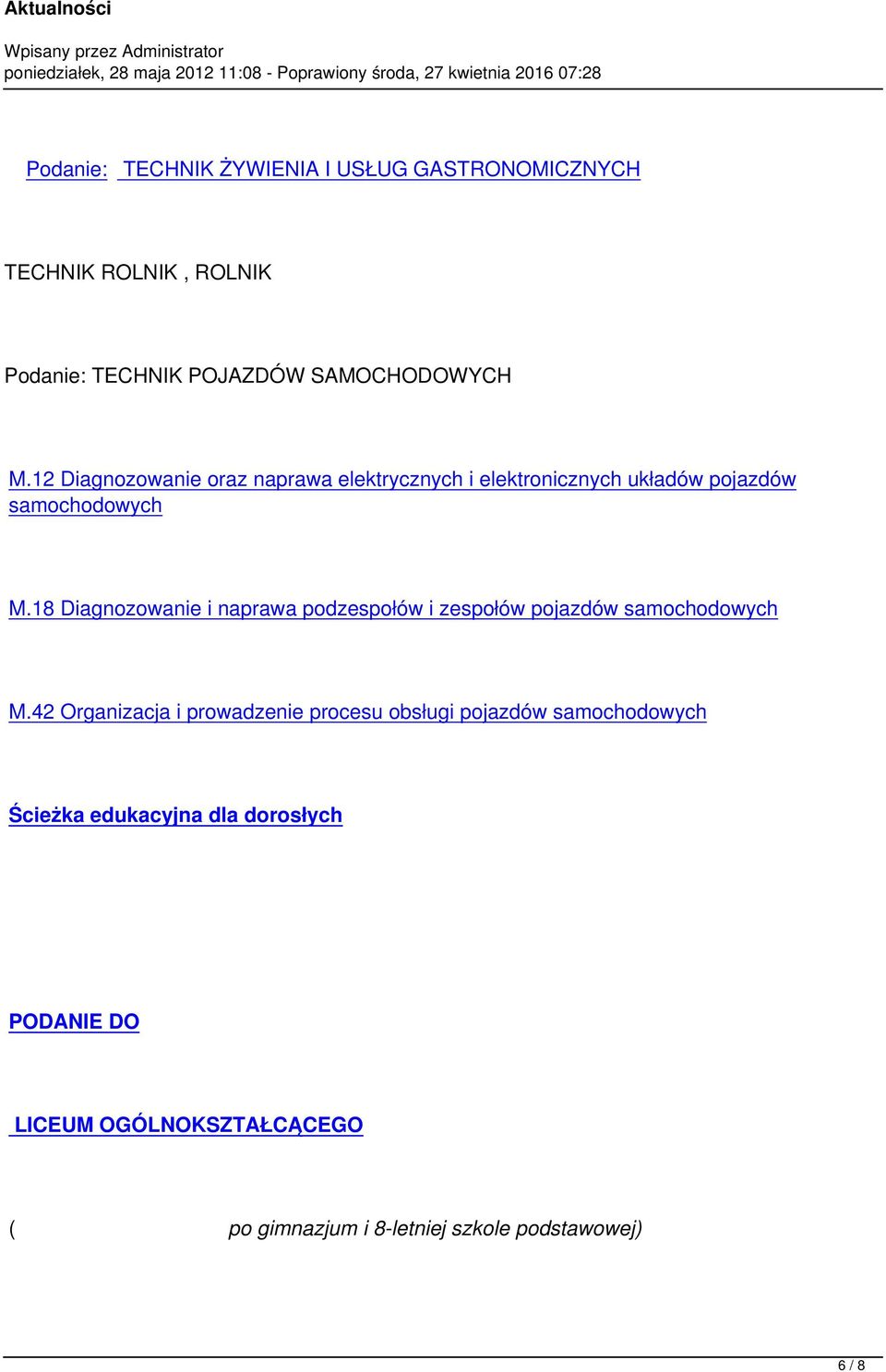 18 Diagnozowanie i naprawa podzespołów i zespołów pojazdów samochodowych M.