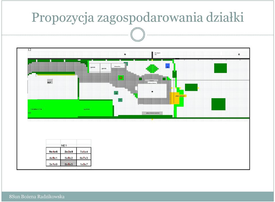 Wejście Główne WE d plac zabaw D W 1 kratka = 1 m ogródek sad