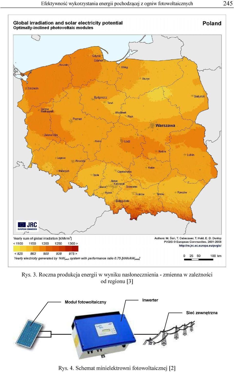 Roczna produkcja energii w wyniku nasłonecznienia - zmienna w