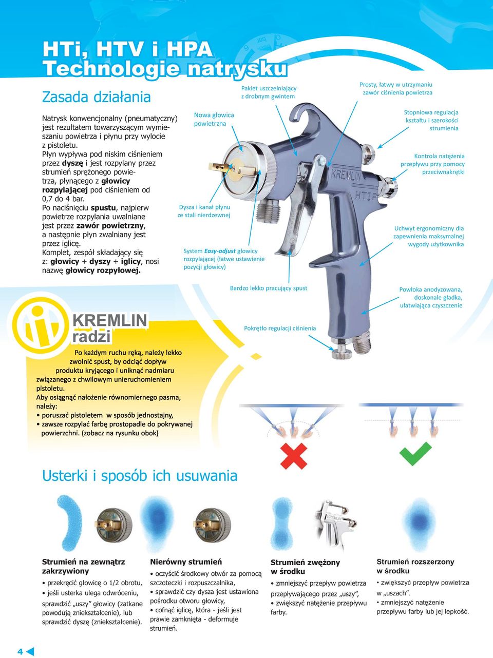 Po naci ni ciu spustu, najpierw powietrze rozpylania uwalniane jest przez zawór powietrzny, a nast pnie p yn zwalniany jest przez iglic.