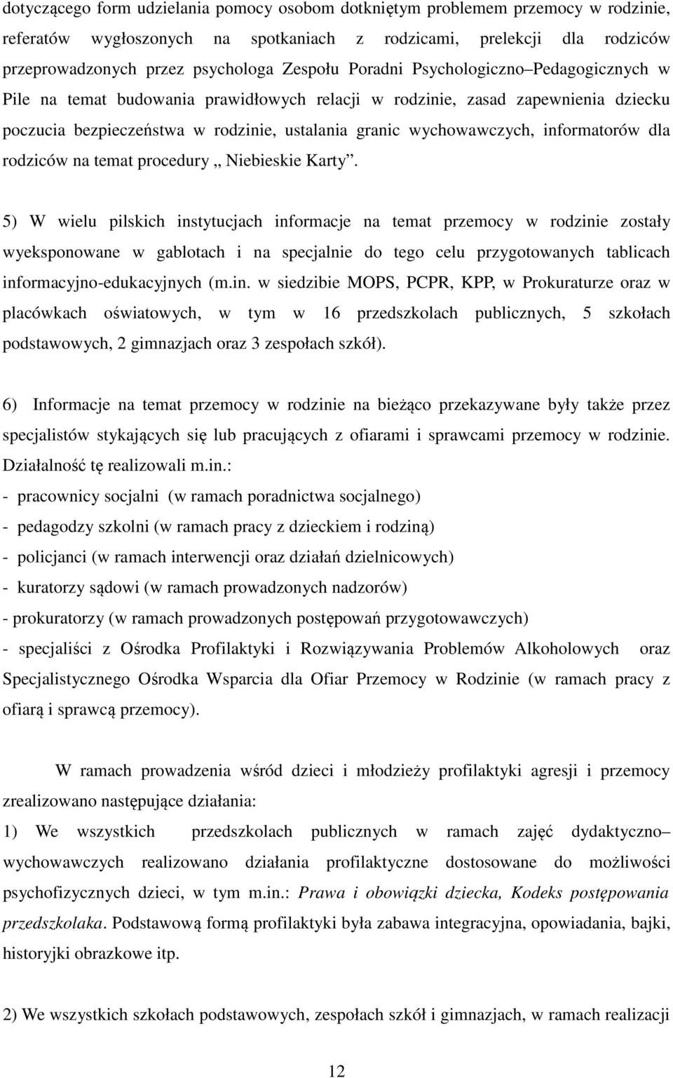 informatorów dla rodziców na temat procedury Niebieskie Karty.