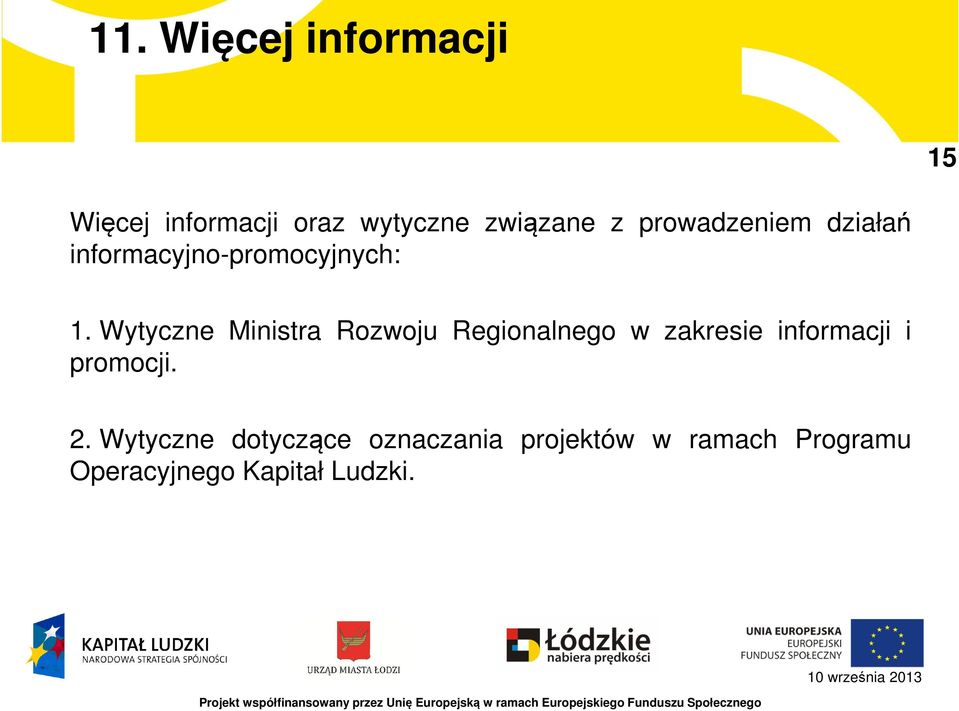 Wytyczne Ministra Rozwoju Regionalnego w zakresie informacji i