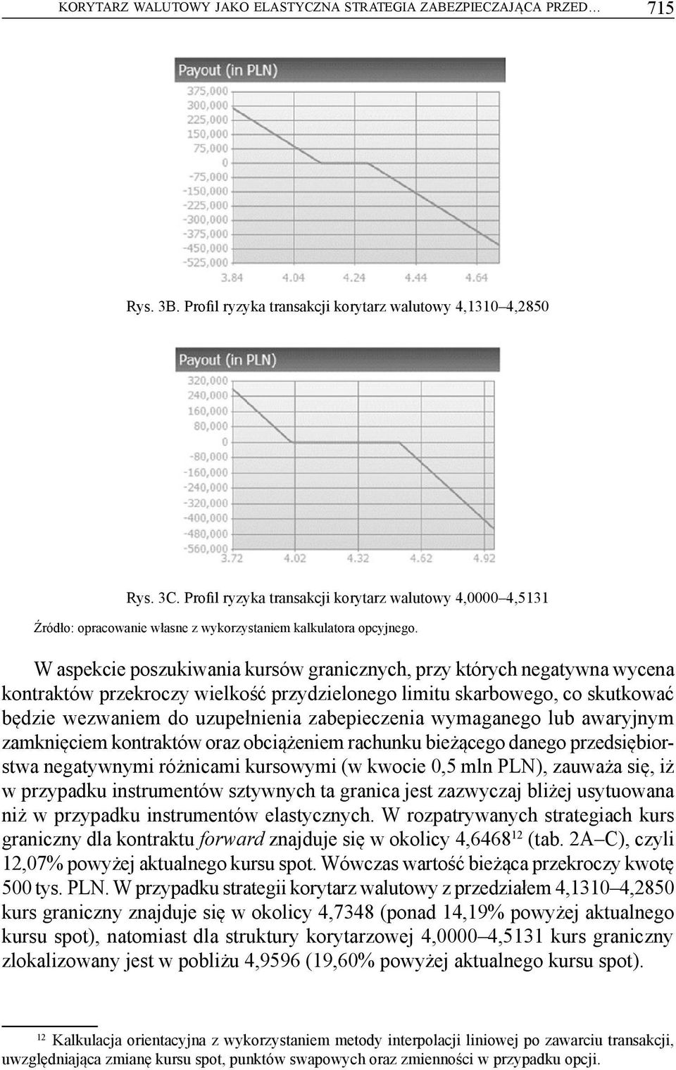 W aspekcie poszukiwania kursów granicznych, przy których negatywna wycena kontraktów przekroczy wielkość przydzielonego limitu skarbowego, co skutkować będzie wezwaniem do uzupełnienia zabepieczenia