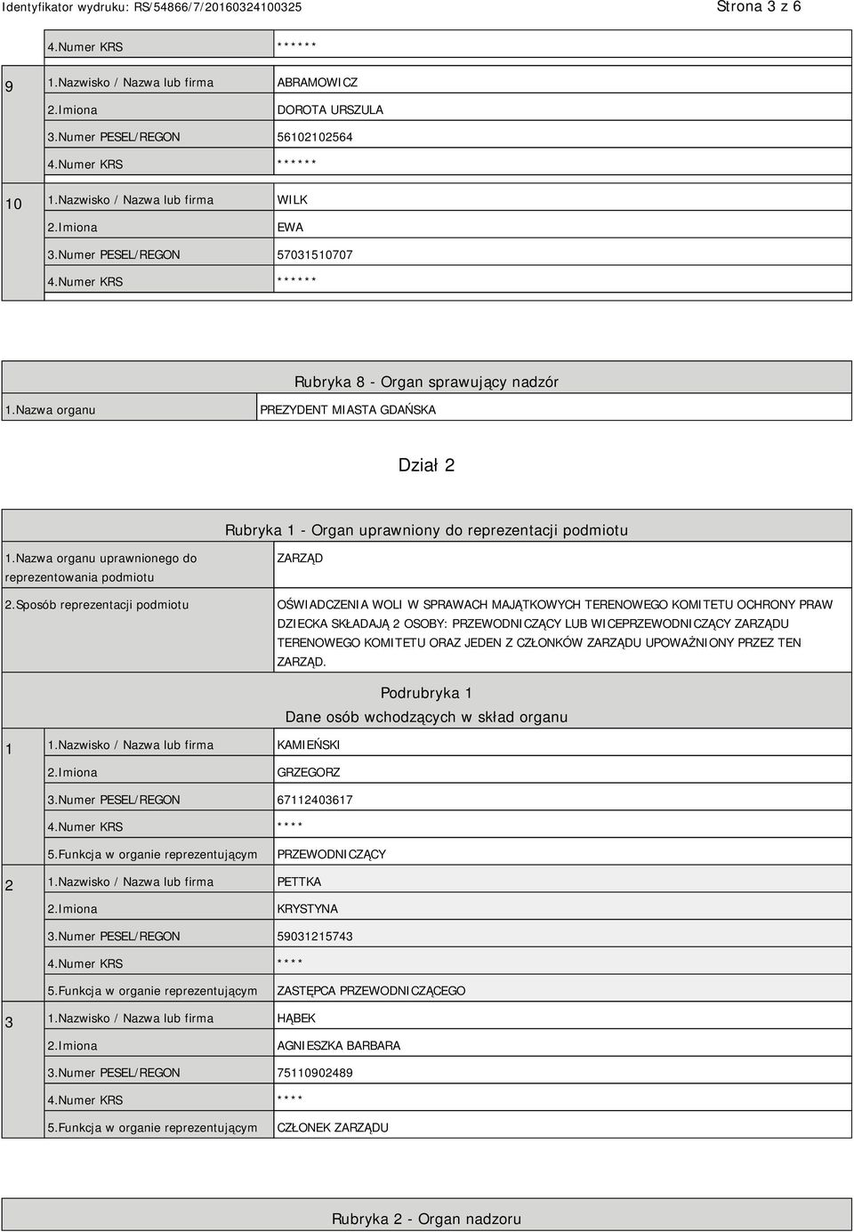 Nazwa organu uprawnionego do reprezentowania podmiotu 2.