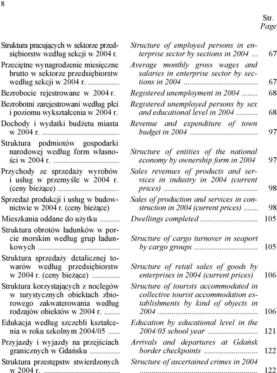 .. 67 Bezrobocie rejestrowane w 2004 r. Registered unemployment in 2004... 68 Bezrobotni zarejestrowani według płci i poziomu wykształcenia w 2004 r.