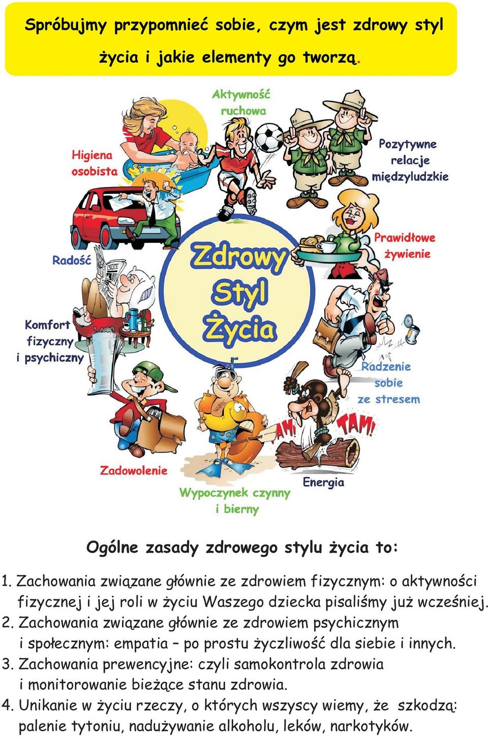 Zachowania zwi¹zane g³ównie ze zdrowiem psychicznym i spo³ecznym: empatia po prostu yczliwoœæ dla siebie i innych. 3.