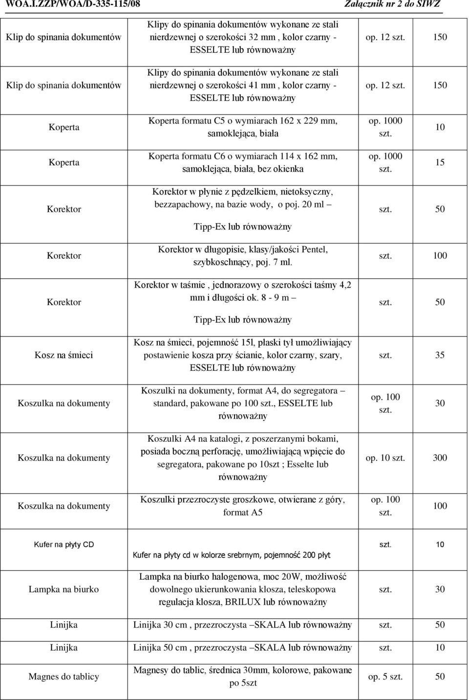 x 162 mm, samoklejąca, biała, bez okienka 00 15 Korektor Korektor Korektor Kosz na śmieci Korektor w płynie z pędzelkiem, nietoksyczny, bezzapachowy, na bazie wody, o poj.