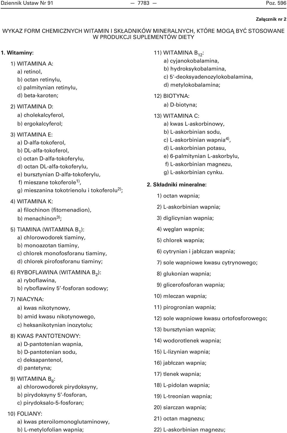 DL-alfa-tokoferol, c) octan D-alfa-tokoferylu, d) octan DL-alfa-tokoferylu, e) bursztynian D-alfa-tokoferylu, f) mieszane tokoferole, g) mieszanina tokotrienolu i tokoferolu 2) ; 4) WITAMINA K: a)