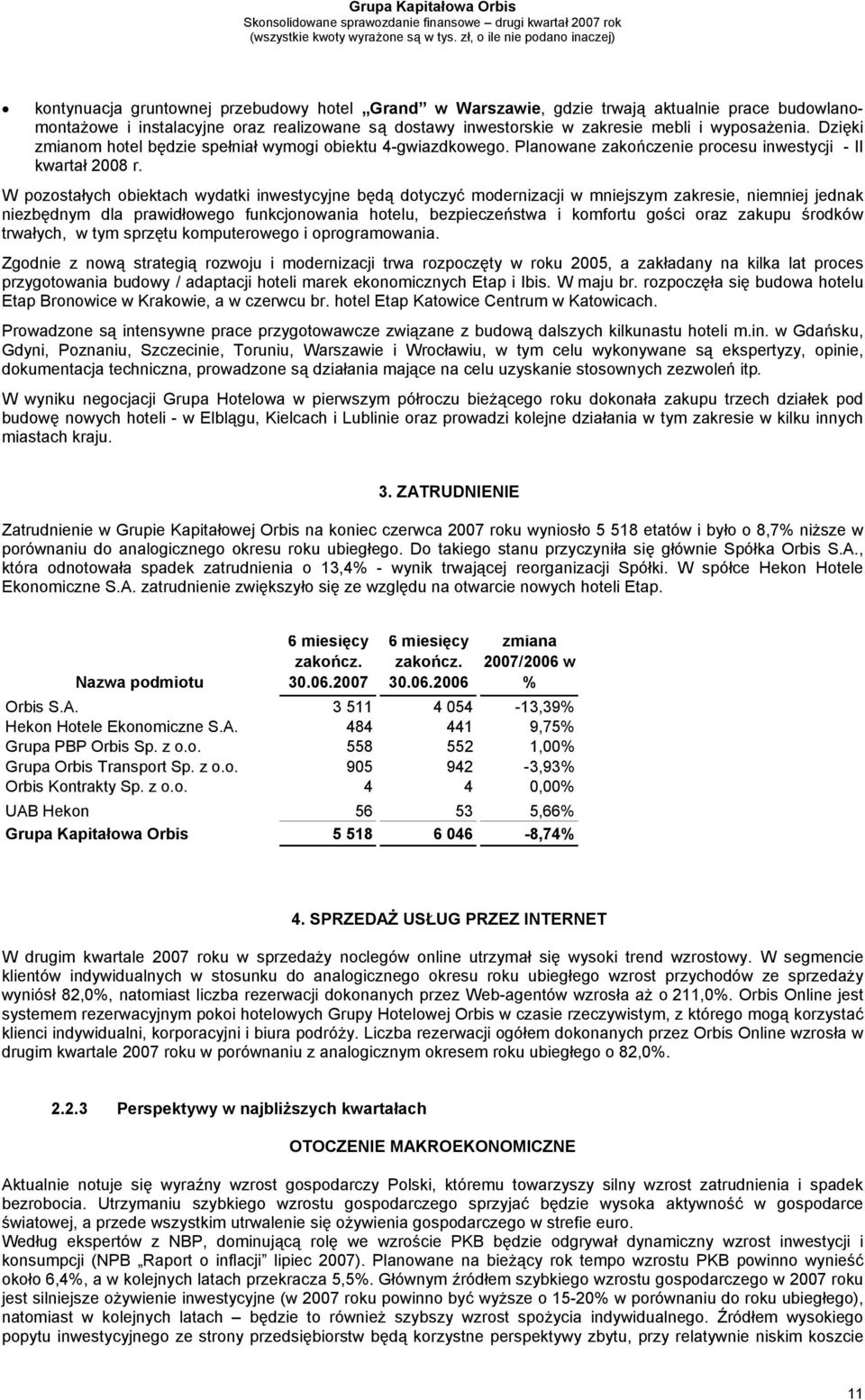 W pozostałych obiektach wydatki inwestycyjne będą dotyczyć modernizacji w mniejszym zakresie, niemniej jednak niezbędnym dla prawidłowego funkcjonowania hotelu, bezpieczeństwa i komfortu gości oraz