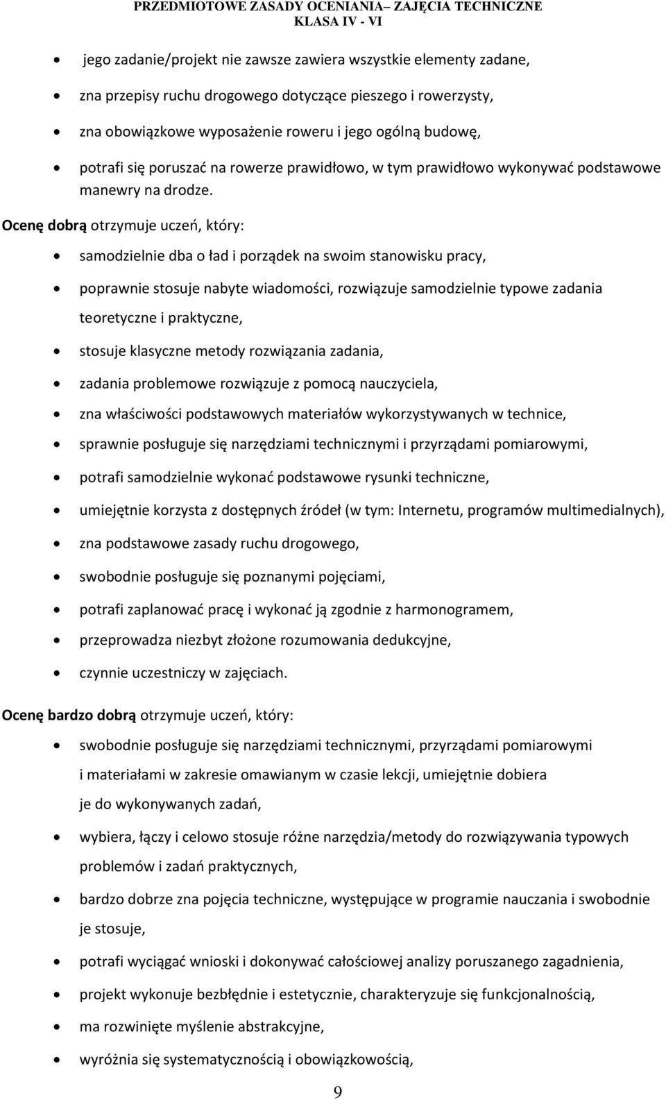 Ocenę dobrą otrzymuje uczeń, który: samodzielnie dba o ład i porządek na swoim stanowisku pracy, poprawnie stosuje nabyte wiadomości, rozwiązuje samodzielnie typowe zadania teoretyczne i praktyczne,