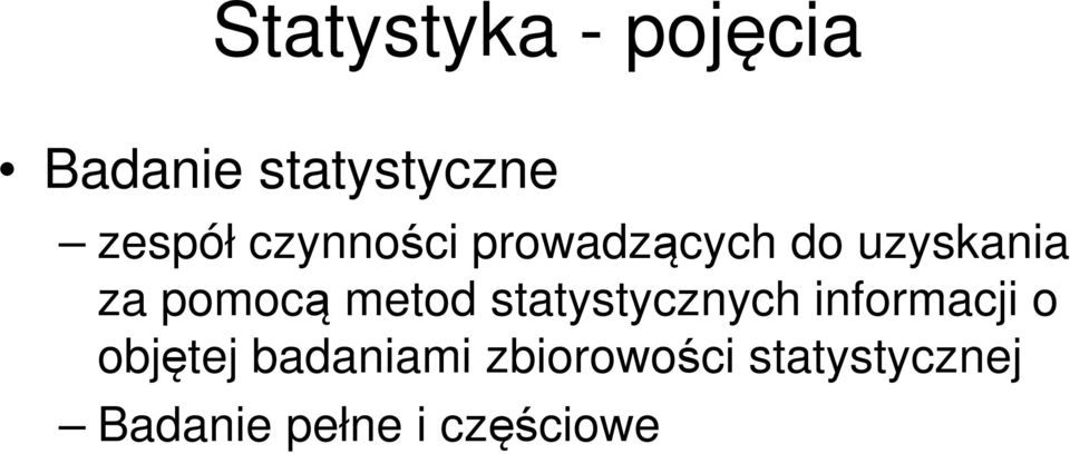 metod statystycznych informacji o objętej