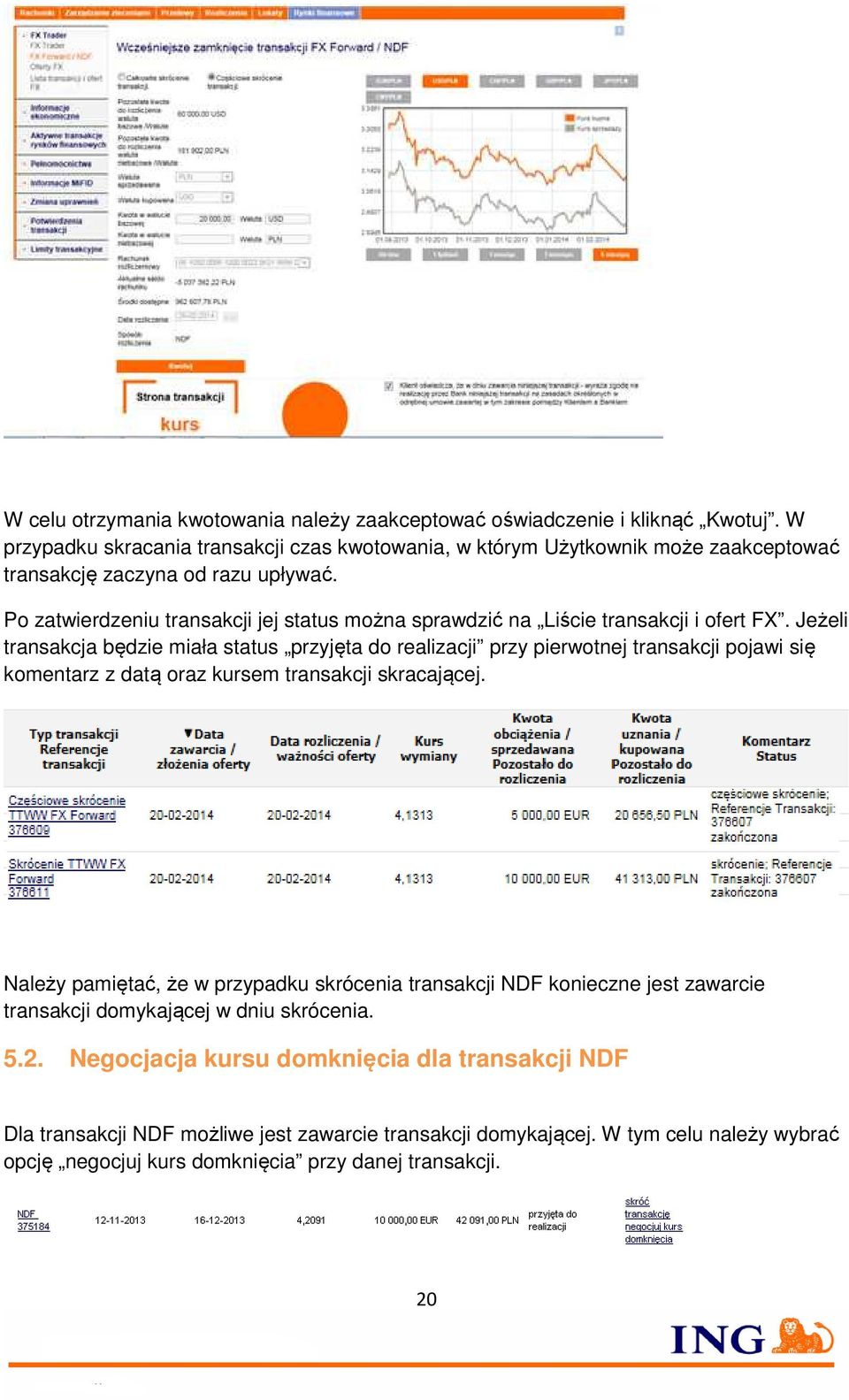 Po zatwierdzeniu transakcji jej status można sprawdzić na Liście transakcji i ofert FX.