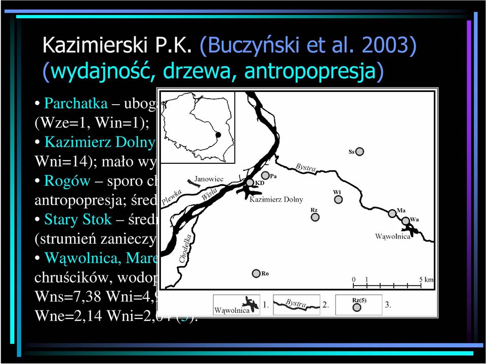 naturalna (Wns=10, Wni=14); mało wydajne źródła. Rogów sporo chrząszczy; (Wns=9, Wni=6,29); mała antropopresja; średnia wydajność.