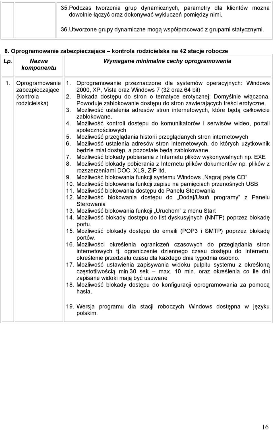 Oprogramowanie przeznaczone dla systemów operacyjnych: Windows 2000, XP, Vista oraz Windows 7 (32 oraz 64 bit) 2. Blokada dostępu do stron o tematyce erotycznej: Domyślnie włączona.