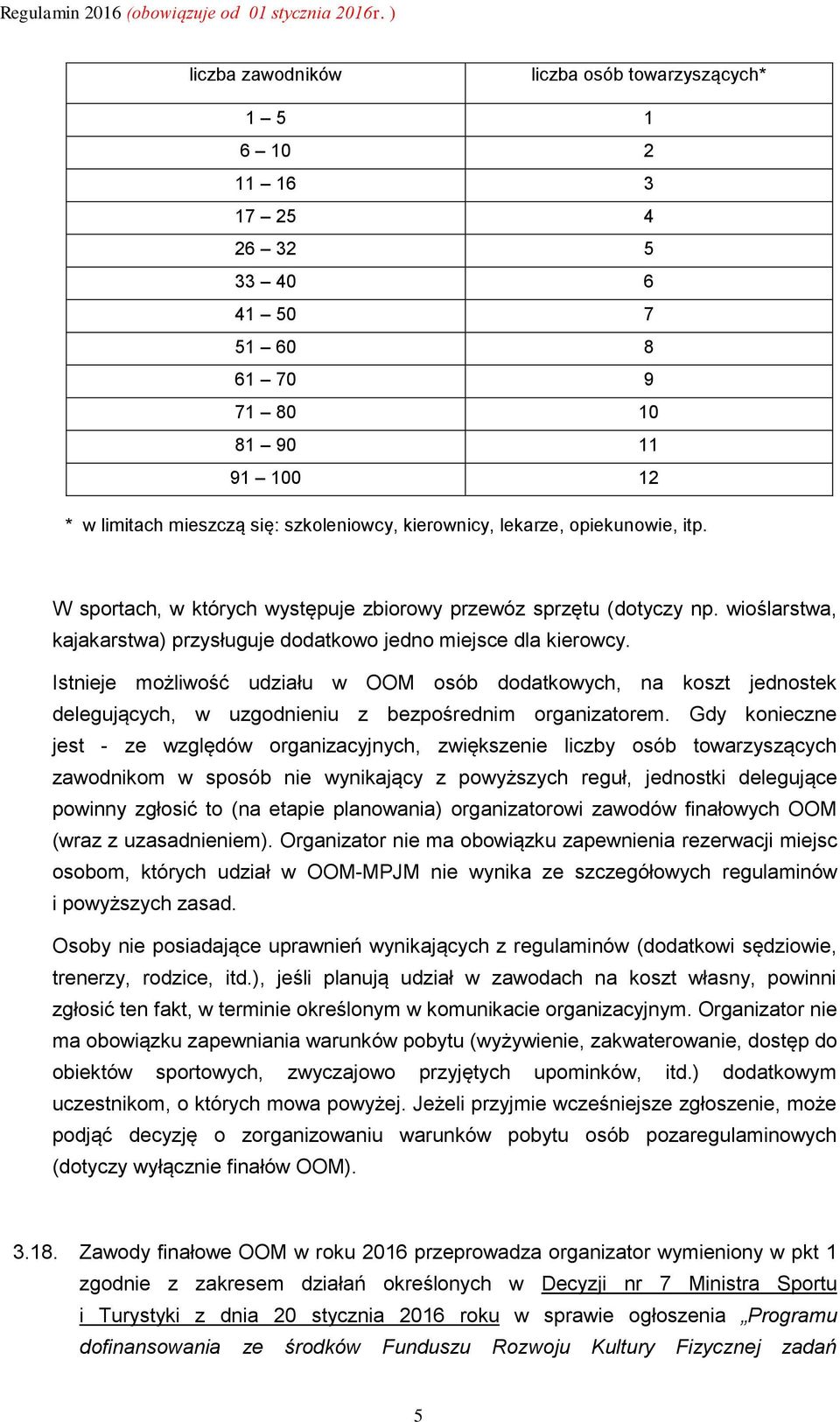 Istnieje możliwość udziału w OOM osób dodatkowych, na koszt jednostek delegujących, w uzgodnieniu z bezpośrednim organizatorem.