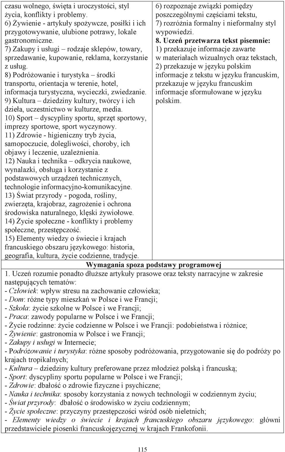 8) Podróżowanie i turystyka środki transportu, orientacja w terenie, hotel, informacja turystyczna, wycieczki, zwiedzanie.