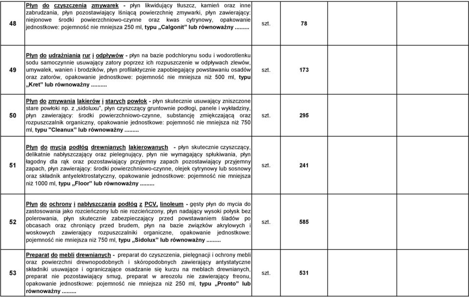 78 0 49 Płyn do udrażniania rur i odpływów - płyn na bazie podchlorynu sodu i wodorotlenku sodu samoczynnie usuwający zatory poprzez ich rozpuszczenie w odpływach zlewów, umywalek, wanien i