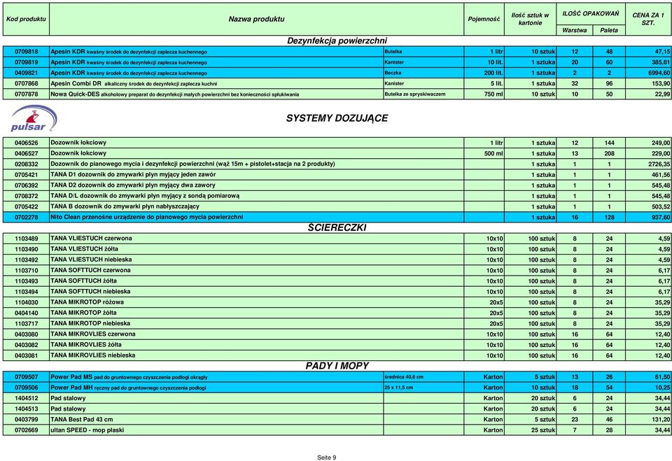 1 sztuka 2 2 6994,60 0707868 Apesin Combi DR alkaliczny środek do dezynfekcji zaplecza kuchni Kanister 5 lit.