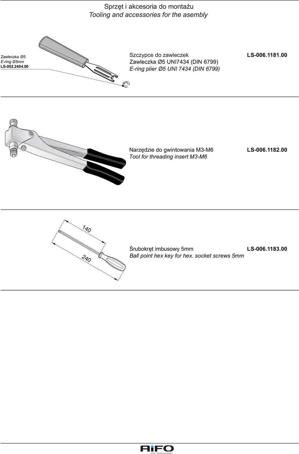 00 Szczypce do zawleczek Zawleczka Ø5 UNI7434 (DIN 6799) E-ring plier Ø5 UNI 7434 (DIN 6799)