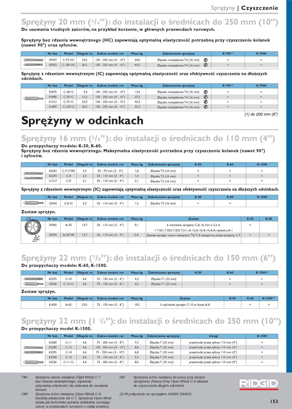 47427 C-75 H C, 34, @ 47432 C- H C 3,5 45,5 Yć) K-75 ( ) K-75 Sprężyny z rdzeniem wewnętrznym (IC) zapewniają optymalną elastyczność oraz efektywność czyszczenia na dłuższych odcinkach.