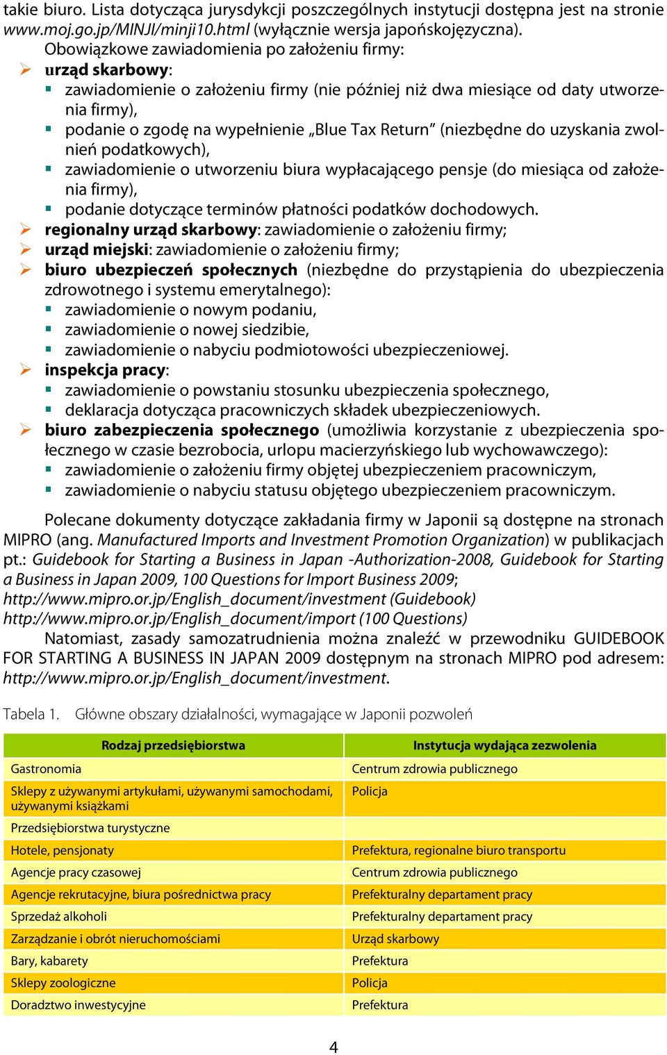 (niezbędne do uzyskania zwolnień podatkowych), zawiadomienie o utworzeniu biura wypłacającego pensje (do miesiąca od założenia firmy), podanie dotyczące terminów płatności podatków dochodowych.