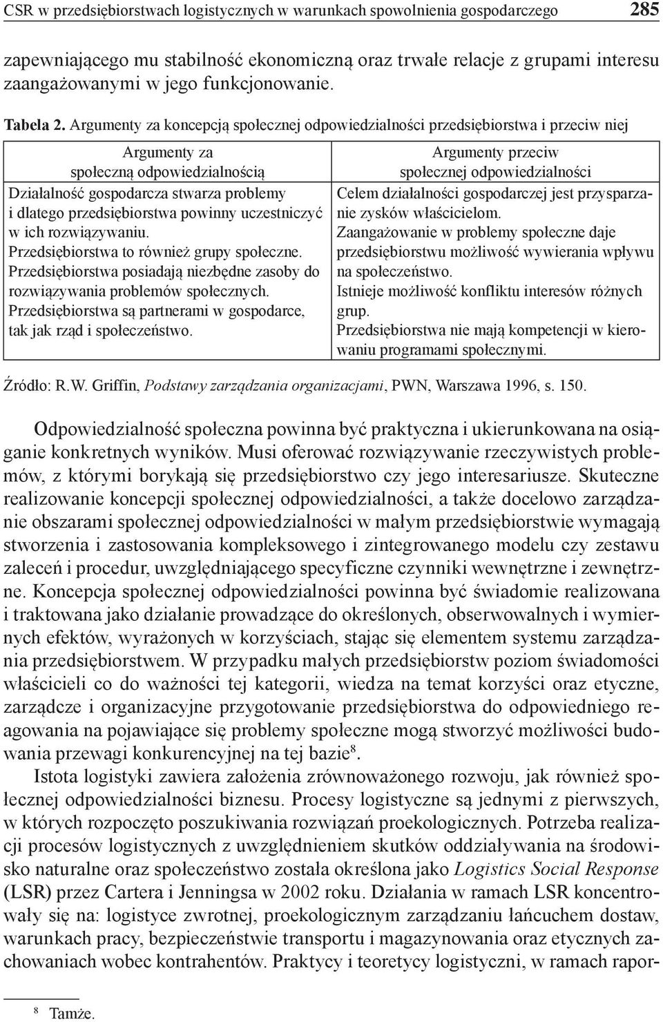 Argumenty za koncepcją społecznej odpowiedzialności przedsiębiorstwa i przeciw niej Argumenty za Argumenty przeciw społeczną odpowiedzialnością społecznej odpowiedzialności Działalność gospodarcza