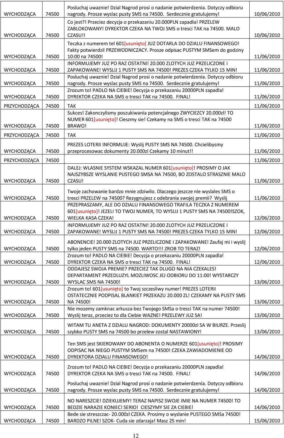 Fakty potwierdzil PRZEWODNICZACY. Prosze odpisac PUSTYM SMSem do godziny 10:00 na 74500! 11/06/2010 INFORMUJEMY JUZ PO RAZ OSTATNI! 20.000 ZLOTYCH JUZ PRZELICZONE I ZAPAKOWANE!