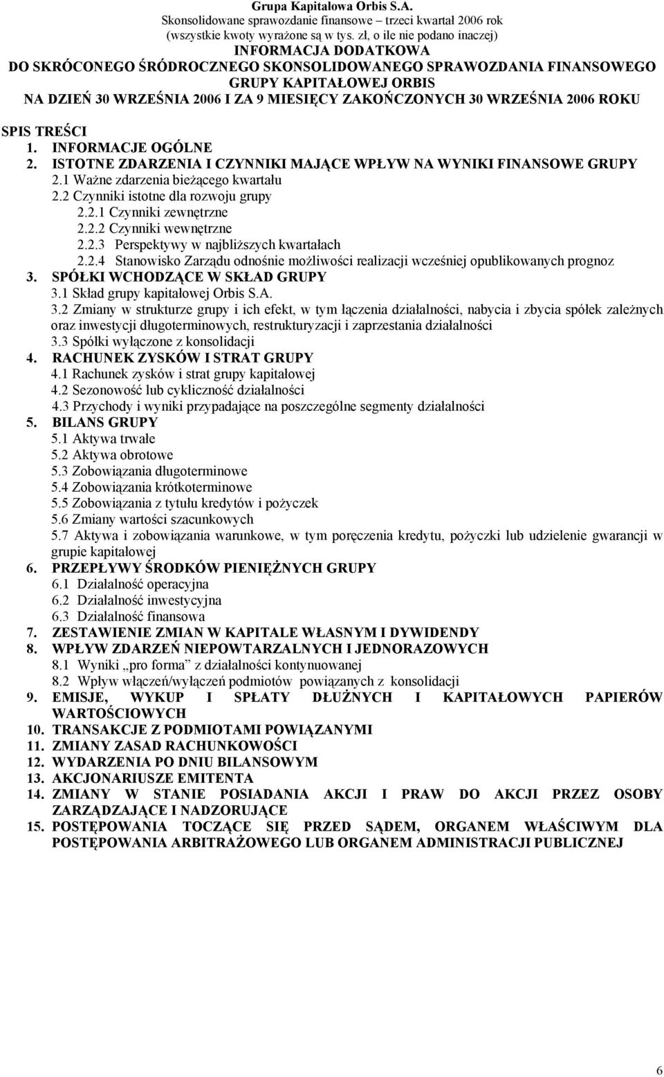 2.2 Czynniki wewnętrzne 2.2.3 Perspektywy w najbliższych kwartałach 2.2.4 Stanowisko Zarządu odnośnie możliwości realizacji wcześniej opublikowanych prognoz 3. SPÓŁKI WCHODZĄCE W SKŁAD GRUPY 3.