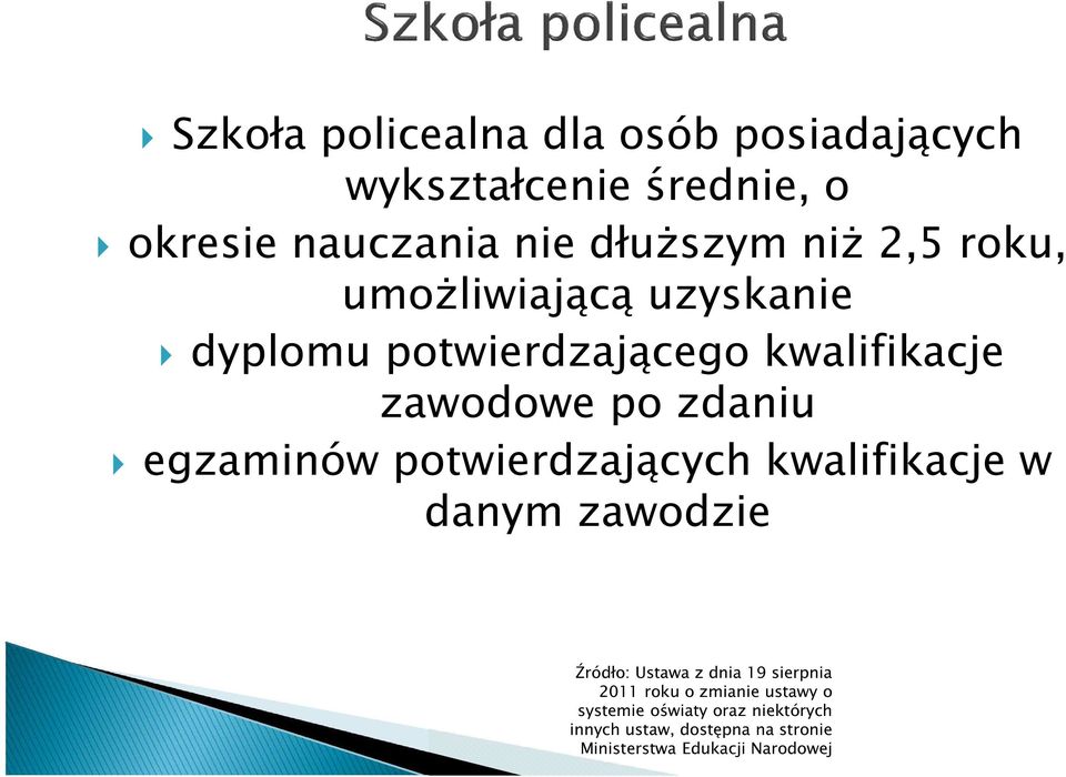 po zdaniu egzaminów potwierdzających kwalifikacje w danym zawodzie Źródło: Ustawa z dnia 19