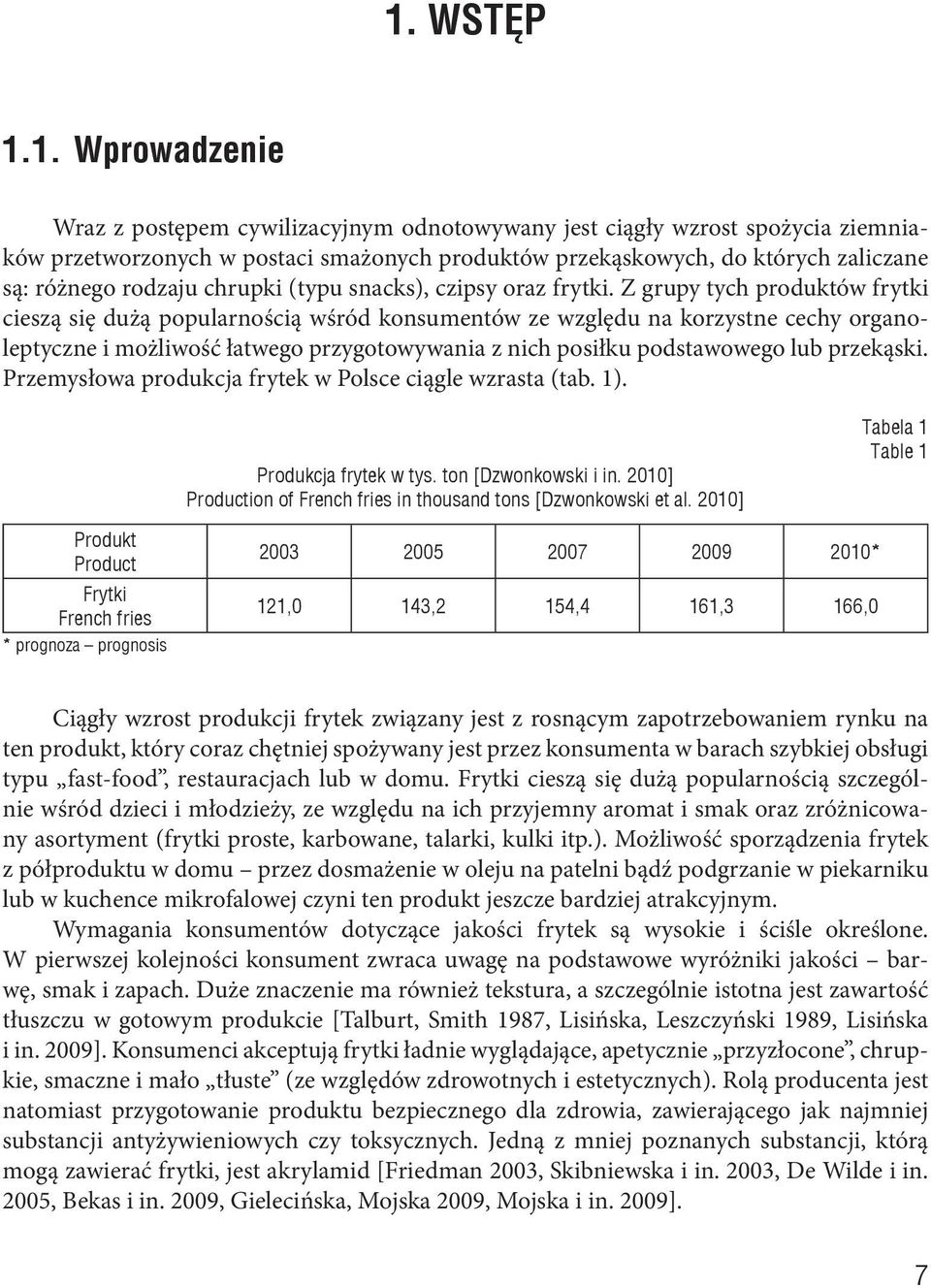 Z grupy tych produktów frytki cieszą się dużą populrnością wśród konsumentów ze względu n korzystne cechy orgnoleptyczne i możliwość łtwego przygotowywni z nich posiłku podstwowego lub przekąski.