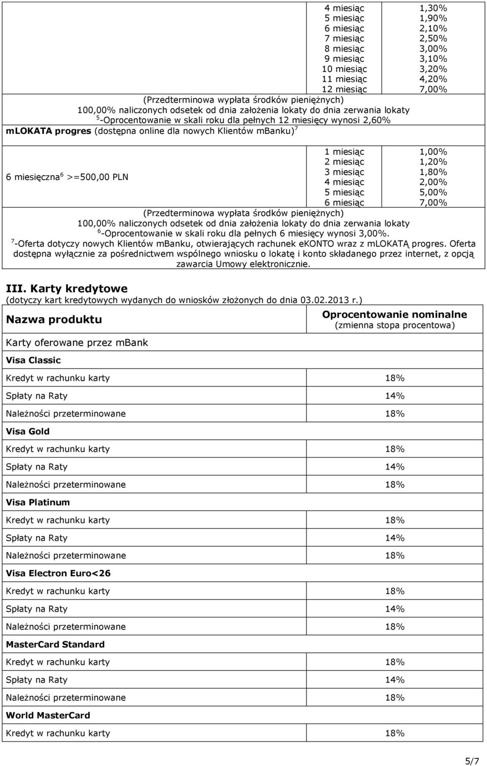 miesięcy wynosi 3,00%. 7 -Oferta dotyczy nowych Klientów mbanku, otwierających rachunek ekonto wraz z mlokatą progres.