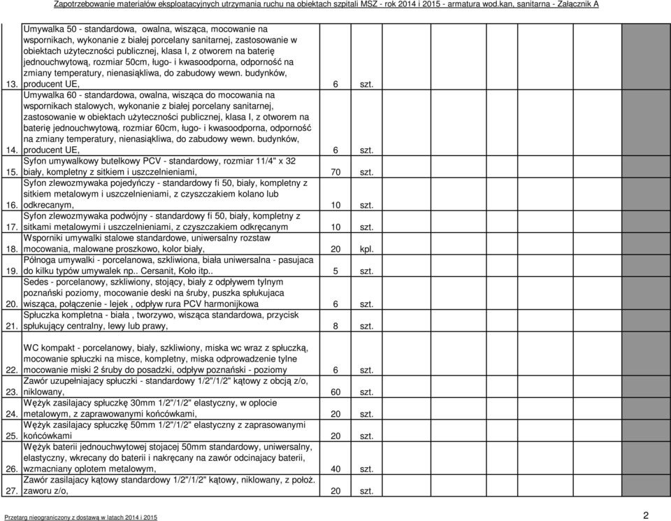 jednouchwytową, rozmiar 50cm, ługo- i kwasoodporna, odporność na zmiany temperatury, nienasiąkliwa, do zabudowy wewn. budynków, producent UE, 6 szt.