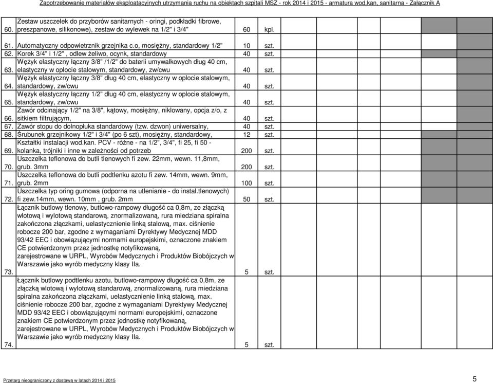 elastyczny w oplocie stalowym, standardowy, zw/cwu 40 szt. 64. Wężyk elastyczny łączny 3/8" dług 40 cm, elastyczny w oplocie stalowym, standardowy, zw/cwu 40 szt. 65.