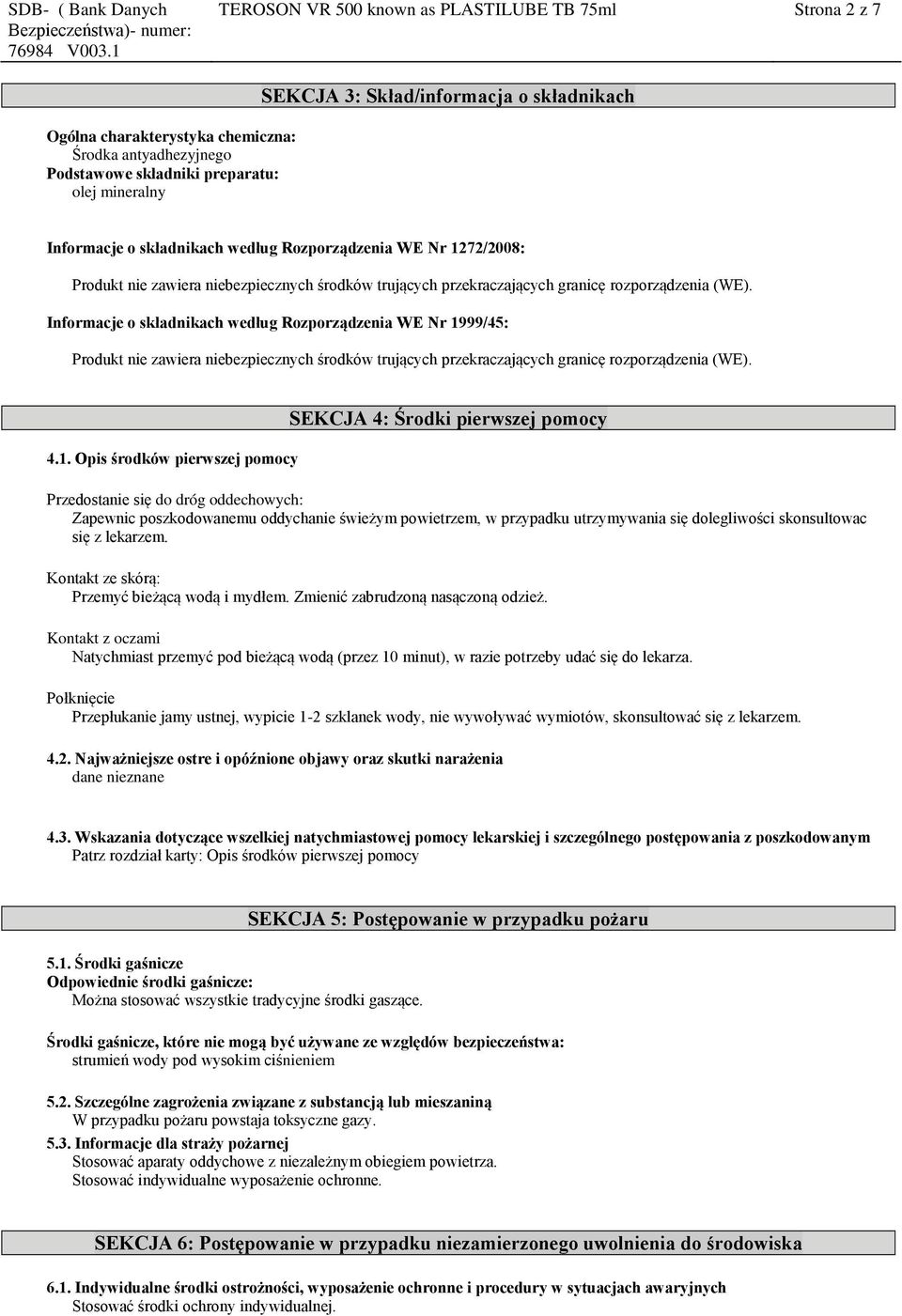 Informacje o składnikach według Rozporządzenia WE Nr 19