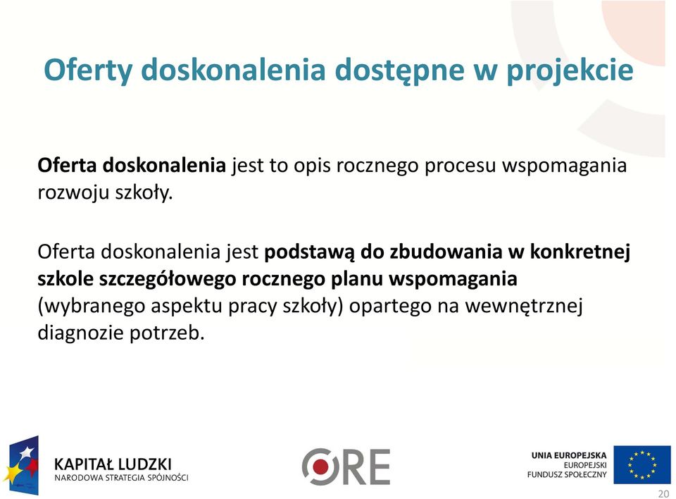 Oferta doskonalenia jest podstawą do zbudowania w konkretnej szkole