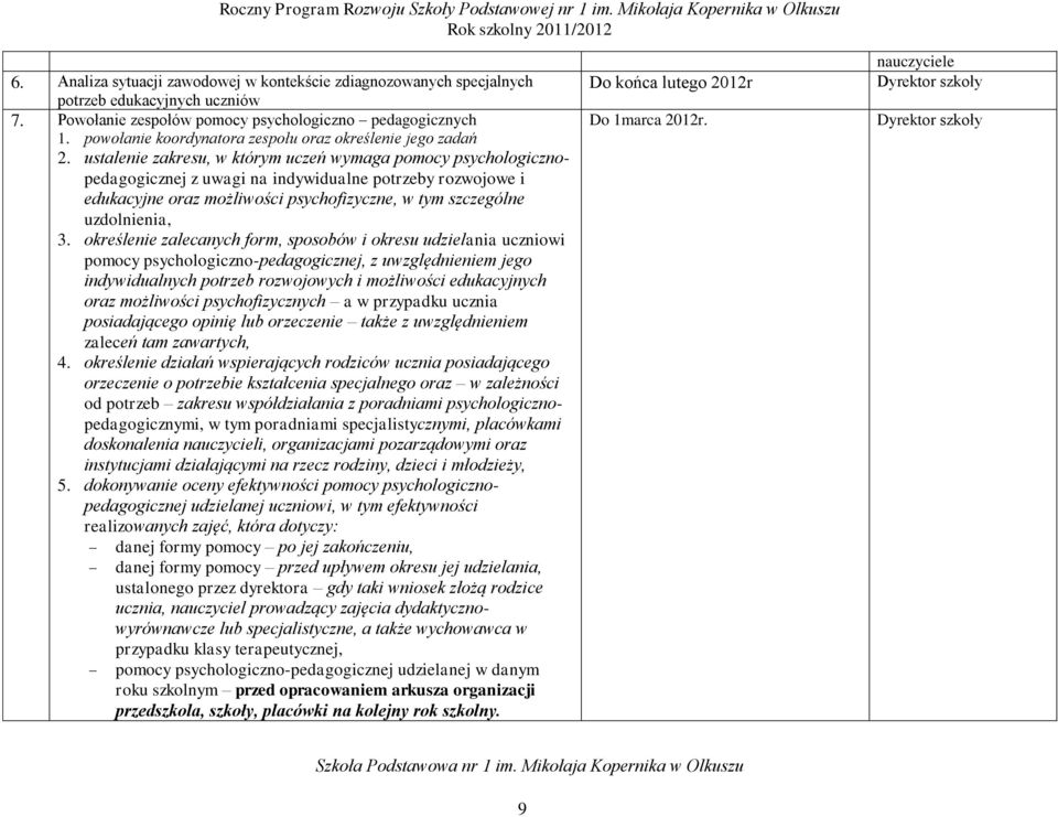 ustalenie zakresu, w którym uczeń wymaga pomocy psychologicznopedagogicznej z uwagi na indywidualne potrzeby rozwojowe i edukacyjne oraz możliwości psychofizyczne, w tym szczególne uzdolnienia, 3.