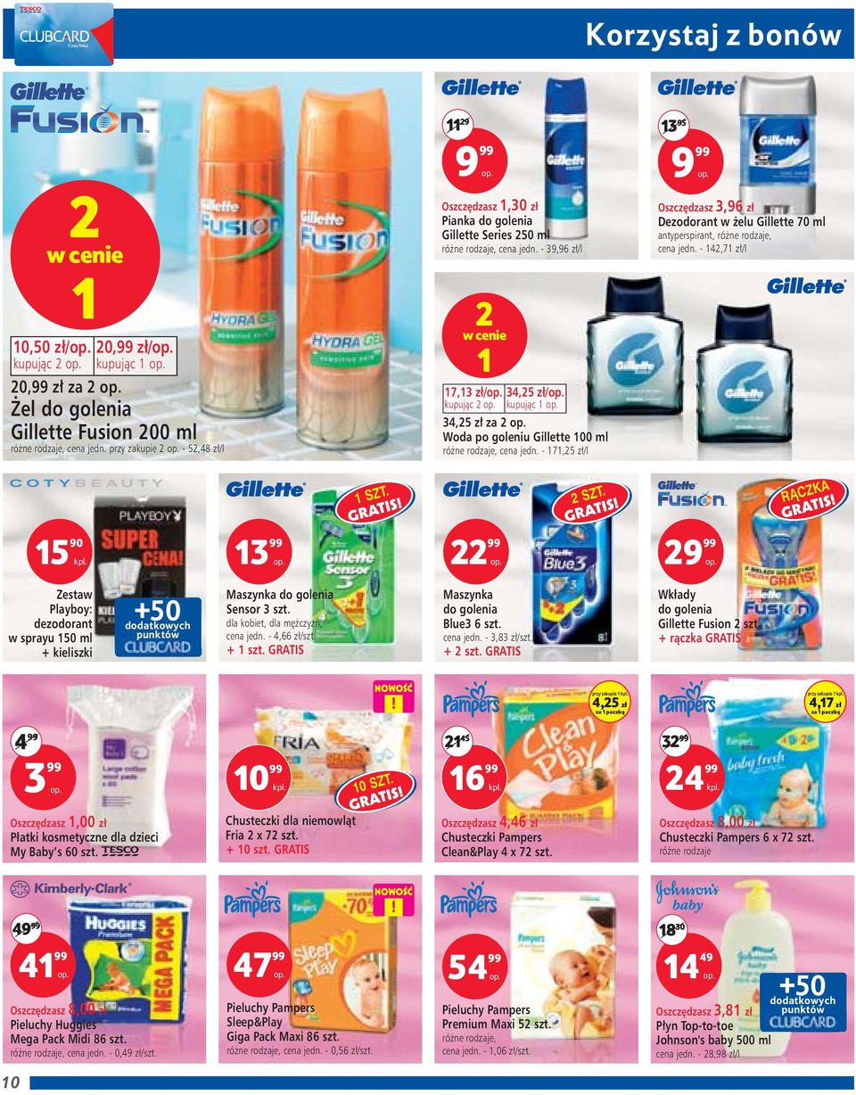 - 39,96 z /l w cenie 1 17,13 zł/ kupujàc 34,5 zł/ kupujàc 1 34,5 z Woda po goleniu Gillette 100 ml ró ne rodje, cena jedn.