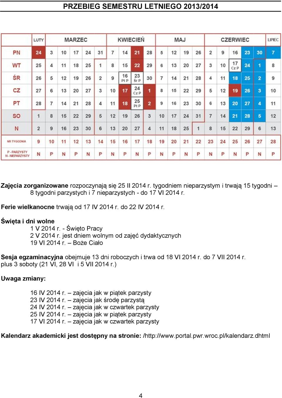 Boże Ciało Sesja egzaminacyjna obejmuje 13 dni roboczych i trwa od 18 VI 2014 r. do 7 VII 2014 r. plus 3 soboty (21 VI, 28 VI i 5 VII 2014 r.) Uwaga zmiany: 16 IV 2014 r.